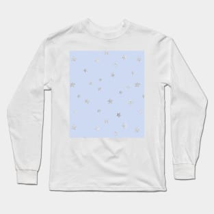 Pretty Y2K Glitter Stars Design in Baby Blue Long Sleeve T-Shirt